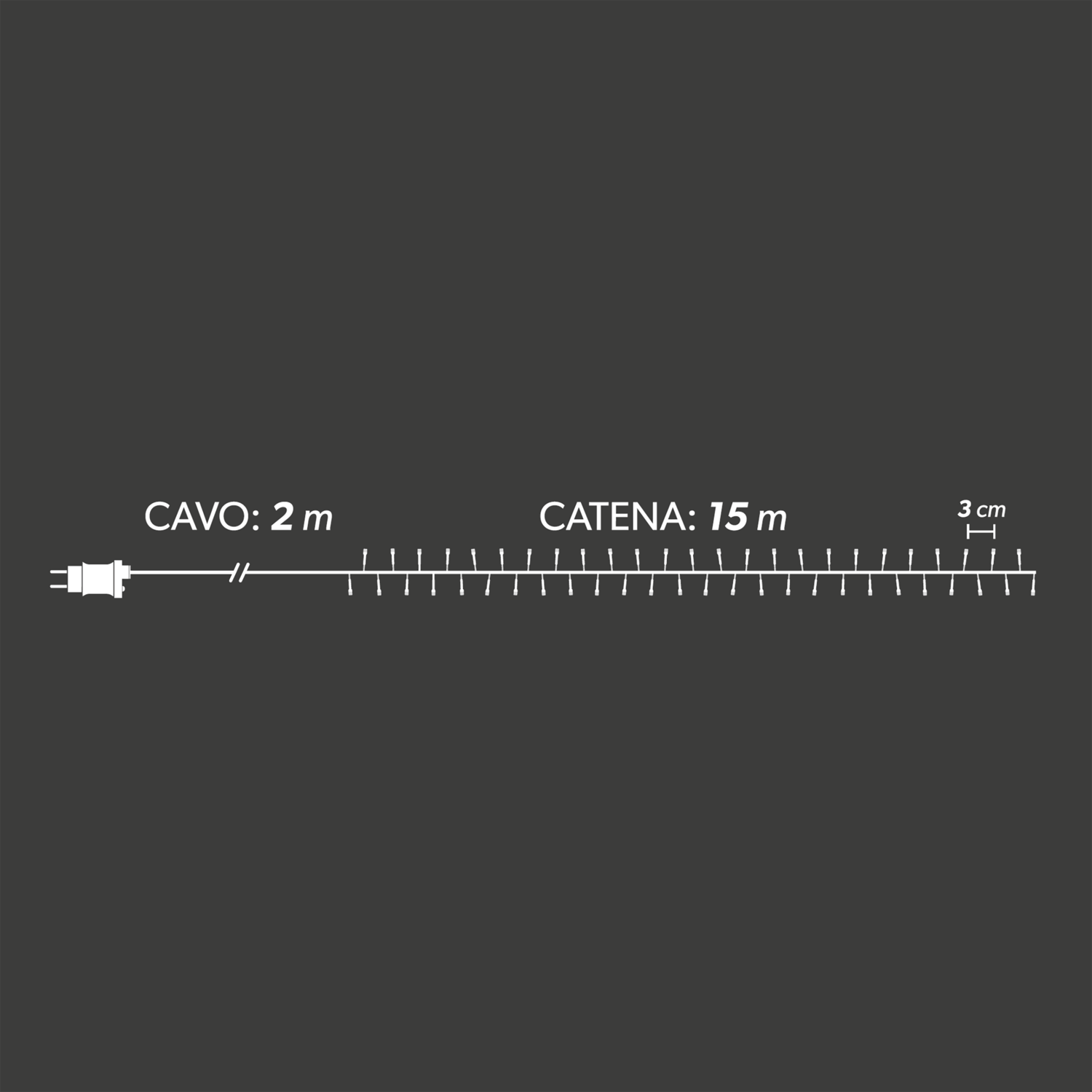 DICTROLUX - Catena Luminosa 500 LED Bianco Caldo 15 metri